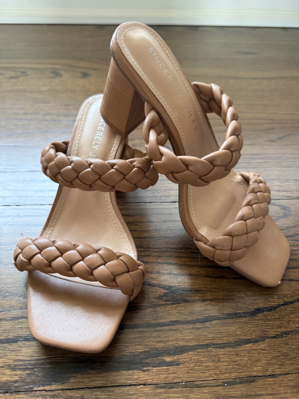 Sincerly Jules Braided Double-Strap Block
Heel Sandal in Nude Tan Size 8.5